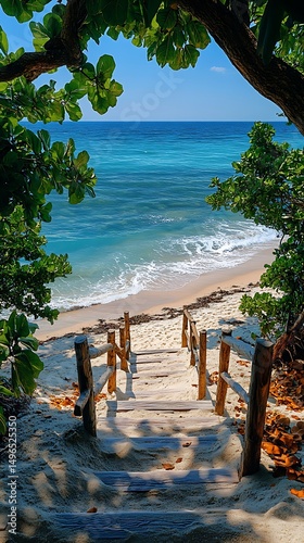 tropical beach with palm trees