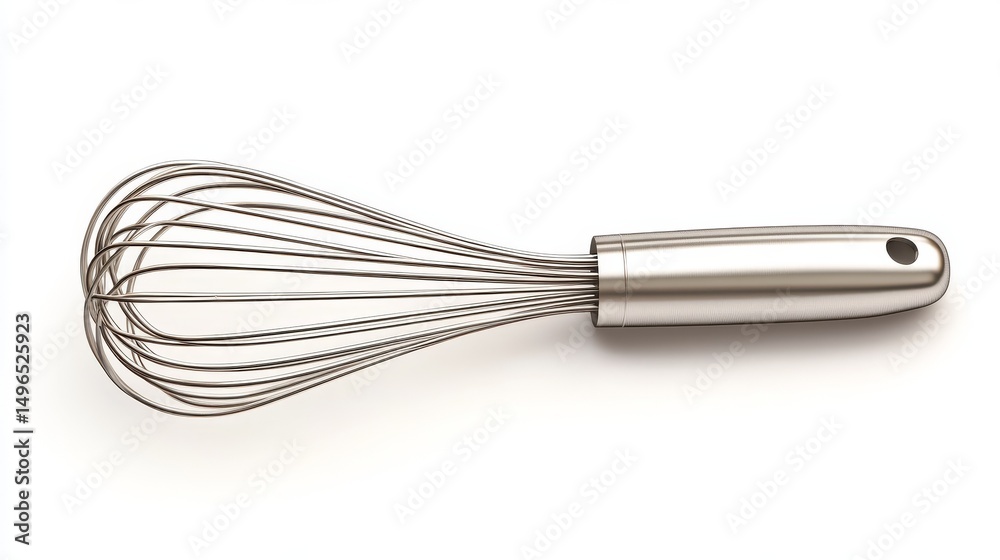 Closeup of stainless steel whisk with wire essential kitchen tool for mixing and blending Closeup of stainless steel whisk with wire essential kitchen tool for mixing and blending
