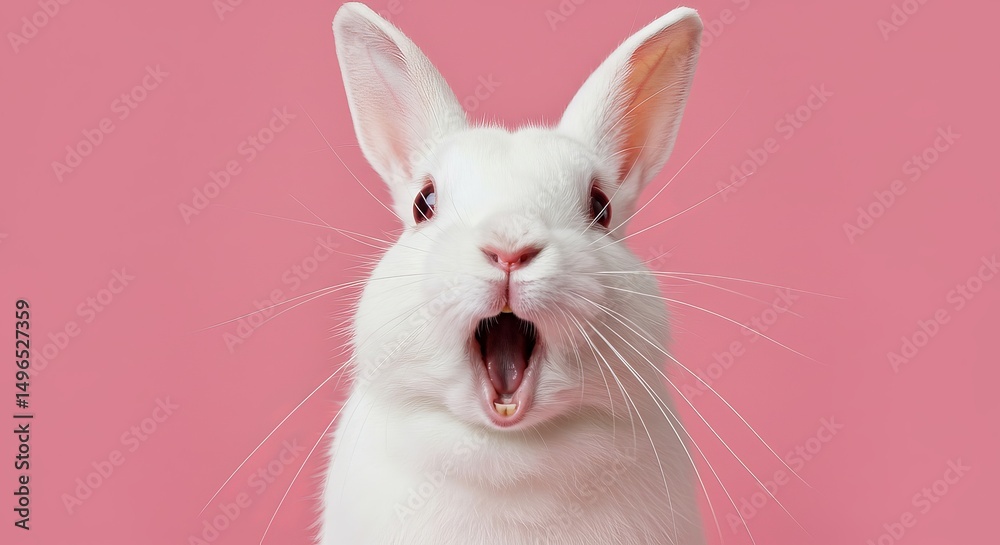 Fototapeta premium Startled bunnys wideeyed wonder