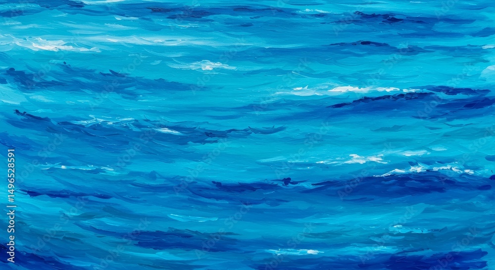 Fototapeta premium Abstract Illustration of Blue Ocean Waves