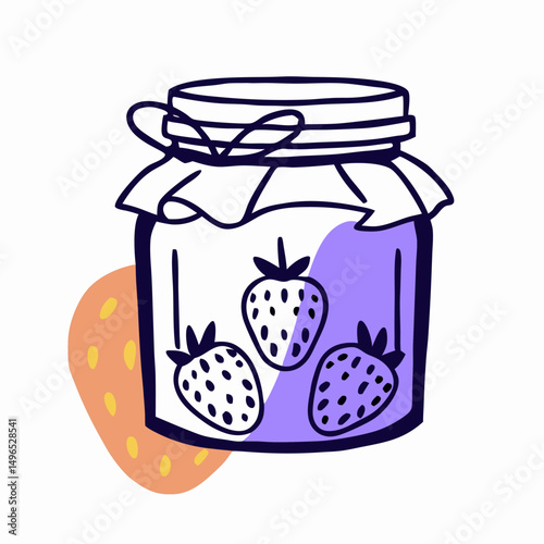 Hand-drawn Strawberry Jam Jar Illustration