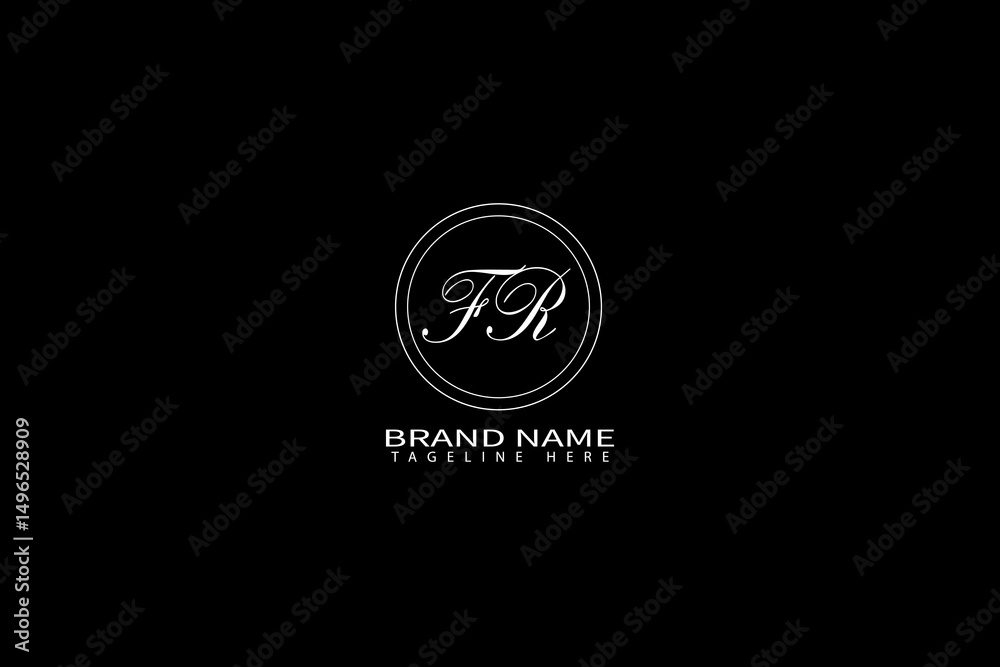 Fototapeta premium FR Monogram Logo Design with Elegant Script Typeface on Black Background