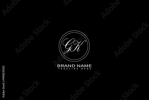 GK Monogram Logo Design with Elegant Typography on Black Background