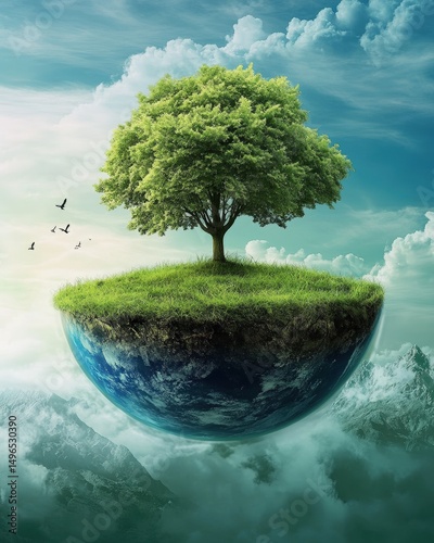 Creative visualization of green living principles combining sustainable energy, eco-friendly habits, and nature-inspired lifestyle choices for a cleaner future and conscious well-being