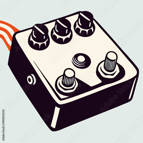Vintage Guitar Effects Pedal Illustration