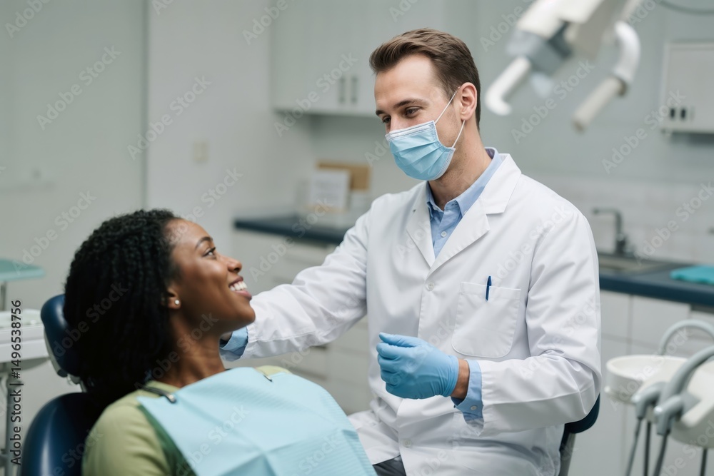 Obraz premium Dentist and Patient Smiling During a Checkup
