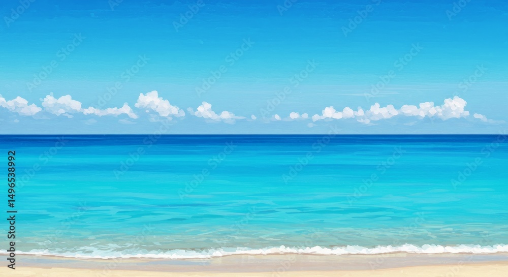 Illustration of Idyllic Tropical Beach with Turquoise Water Illustration of Idyllic Tropical Beach with Turquoise Water