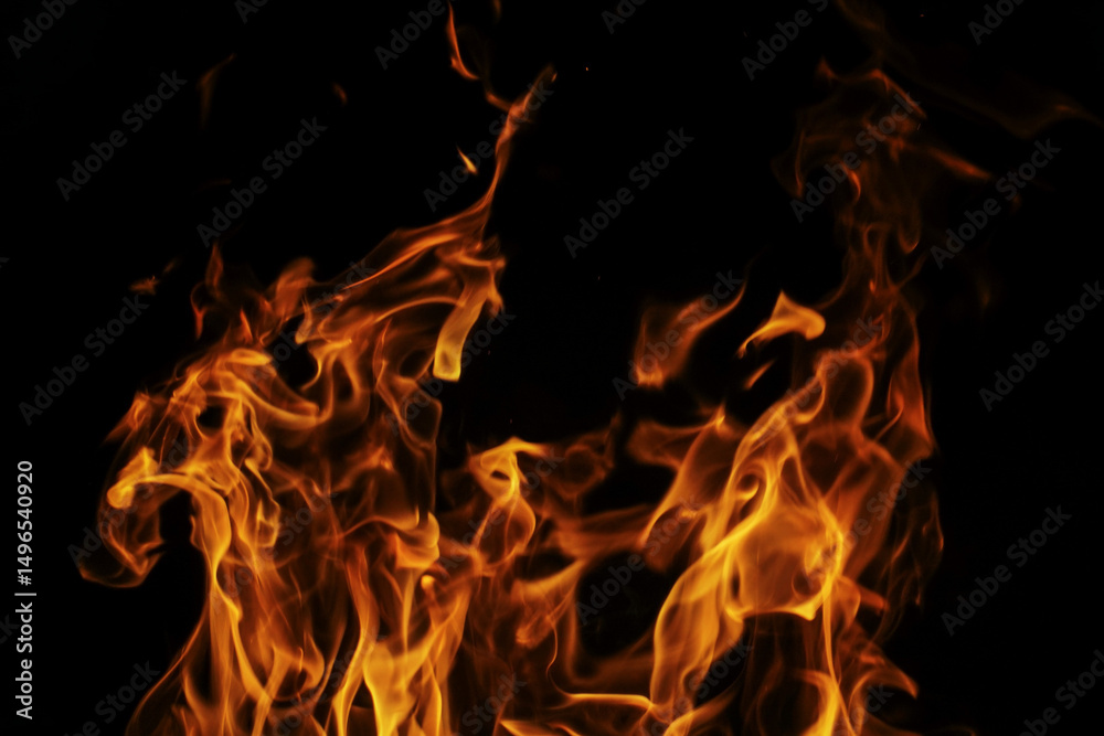 Fototapeta premium Vibrant Flames Dancing Against a Black Backdrop