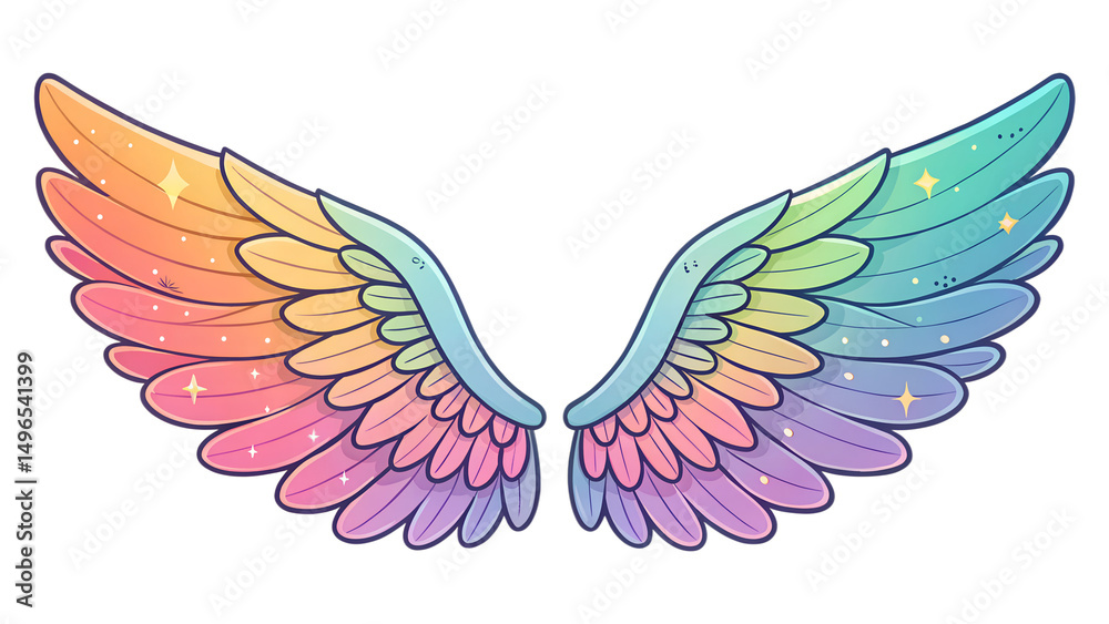 Fototapeta premium Cartoon Wings. PNG.