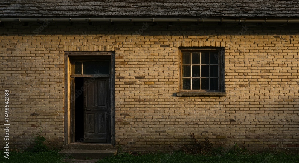 Old Abandoned Stone Building With Open Door Photo Old Abandoned Stone Building With Open Door Photo