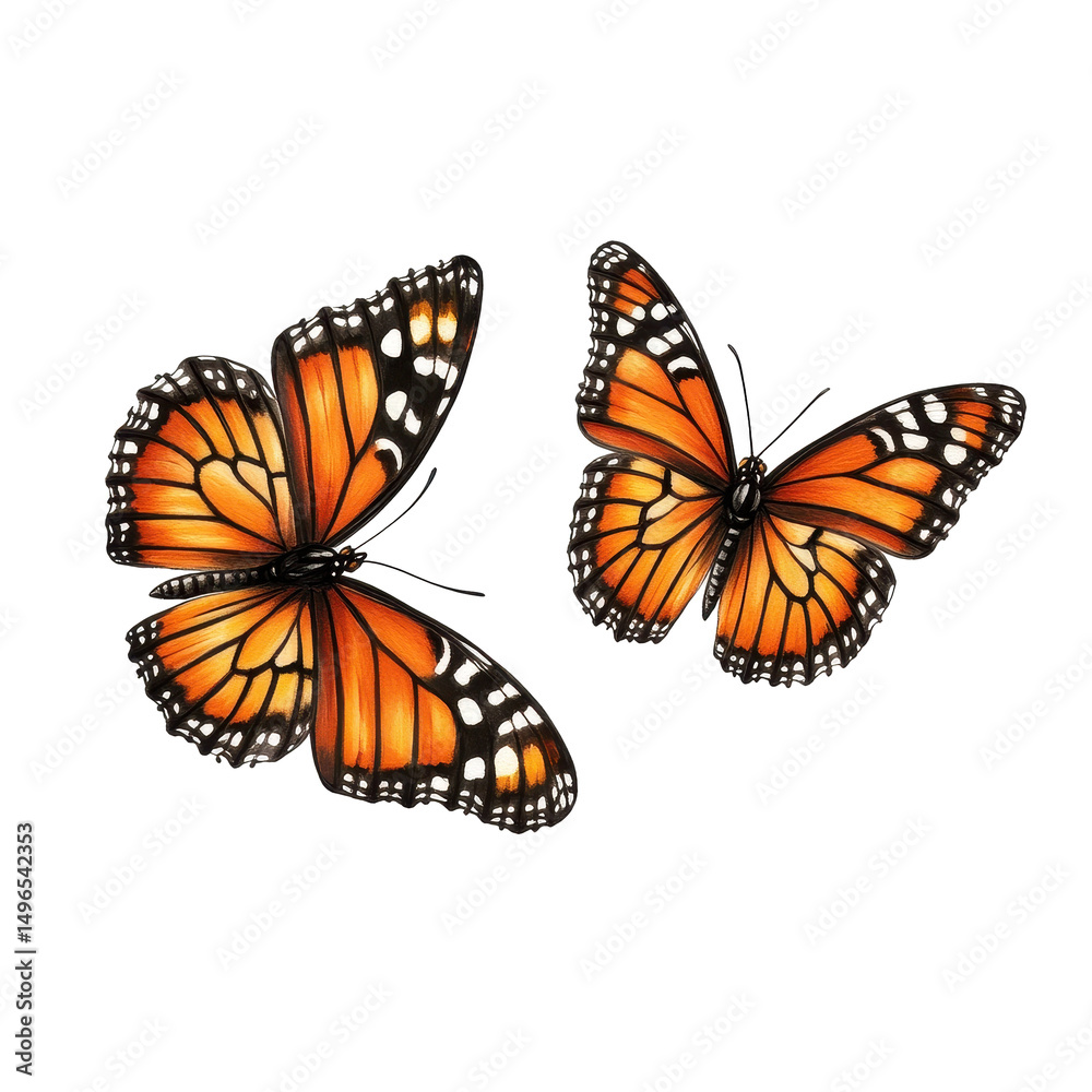 Obraz premium Viceroy butterflies displaying vibrant colors against a Transparent background, Viceroy butterflies isolated on PNG background