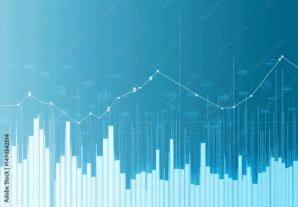 Naklejka premium Financial Chart with Upward Trend on Blue Background