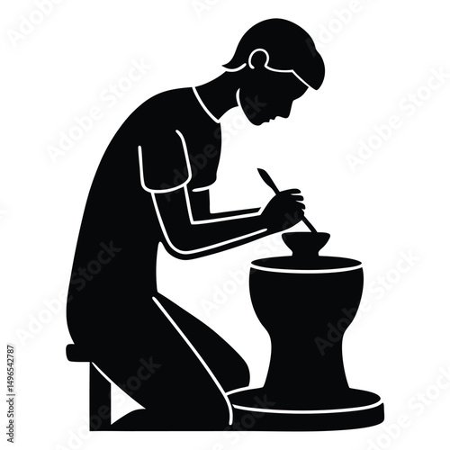 vector illustration of a woman with a grinder