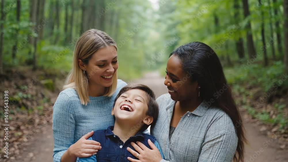 Mother and Children Laughing Together Mother and Children Laughing Together