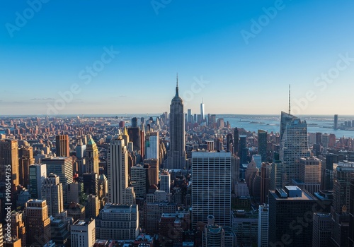 New York City Skyline Aerial View At Daylight