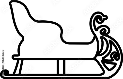 Santa Claus sleigh icon in line style isolated on transparent background