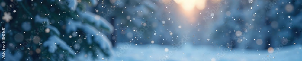 Fototapeta premium Close-up shot of falling snowflakes against a blurred winter background Perfect for winter, holiday, and weather themes Beautiful, delicate snow crystals in motion , winter, pattern, landscape