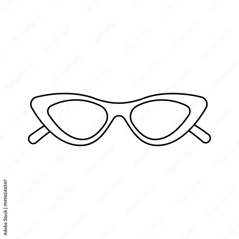 Fototapeta premium Minimal black outline vector of cat-eye sunglasses. Perfect for fashion, accessories, summer, retro or stylish themed illustrations and designs.