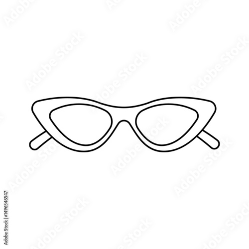 Minimal black outline vector of cat-eye sunglasses. Perfect for fashion, accessories, summer, retro or stylish themed illustrations and designs.
