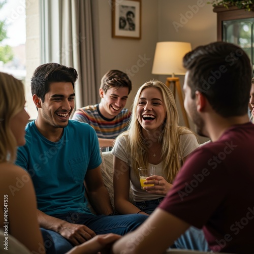Photo: Friends Laughing Together at a Casual Get Together