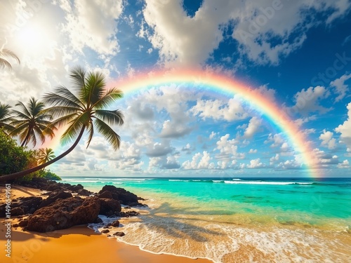 Radiant Rainbow Over Paradise Beach