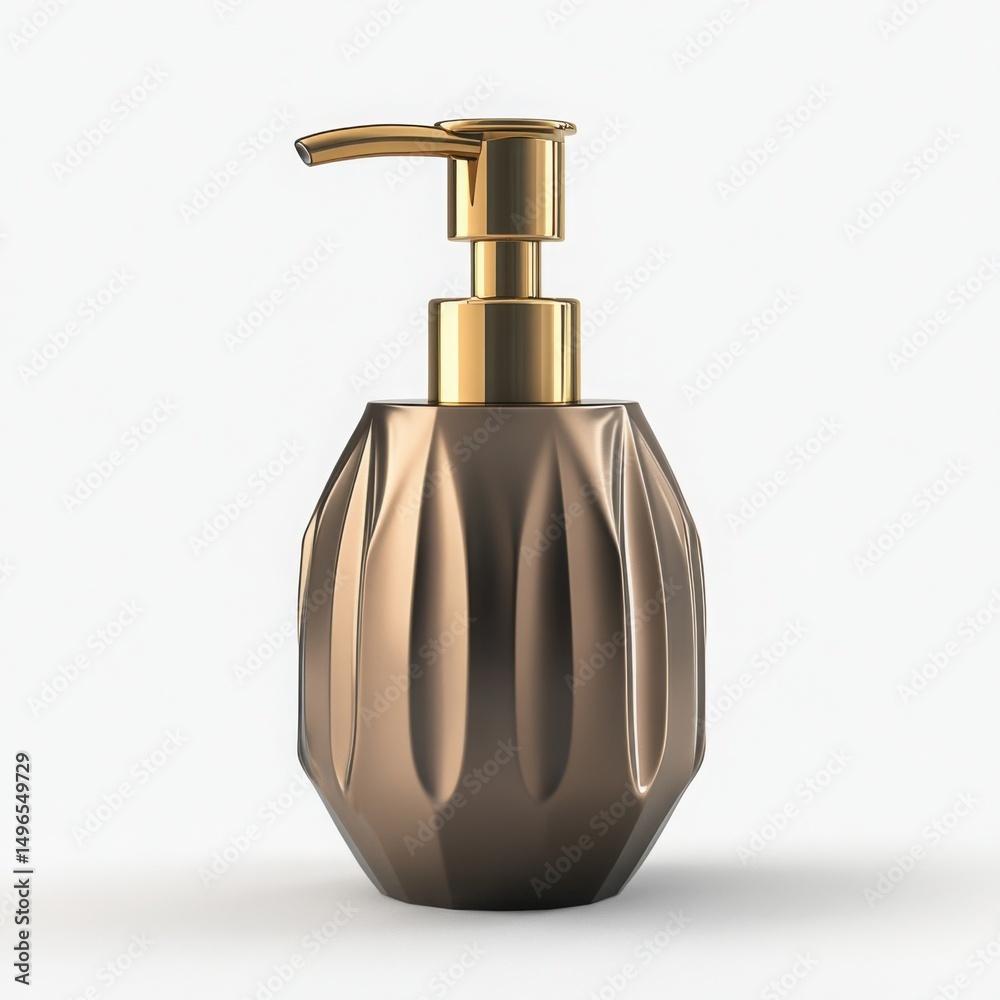 Obraz premium luxury soap dispenser with a gold pump, isolated on a white background,