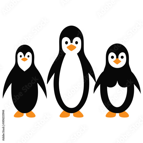 penguins on the white background