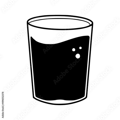 glass of dark liquid with bubbles vector