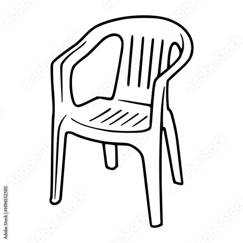 simple outline drawing of a stackable plastic chair