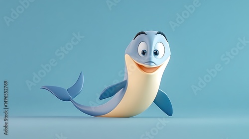愛らしいイルカの3Dキャラクターイラスト