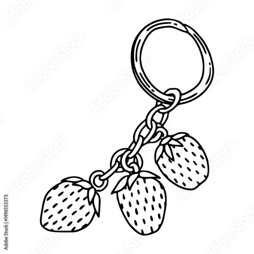 strawberry keychain outline vector