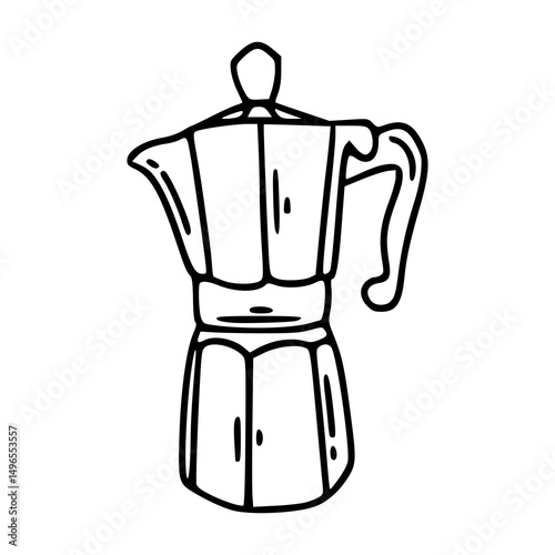 classic moka pot coffee maker doodle art