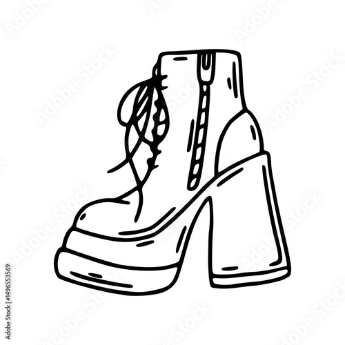 90s style goth boot drawing