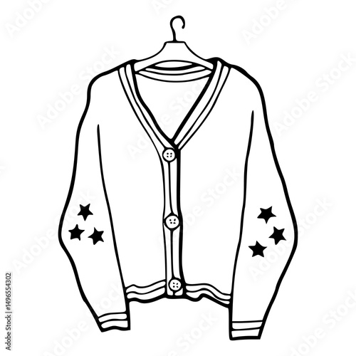 cozy star cardigan fashion outline artwork