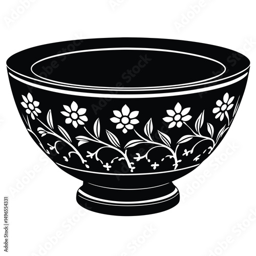 ceramic bowl on black background