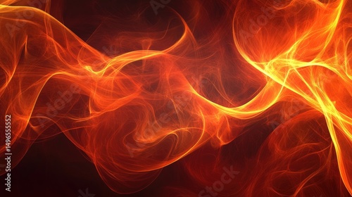Abstract fiery orange and red swirls on a dark background