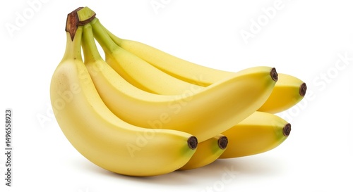 Photo of Bunch of Ripe Yellow Bananas on White Background