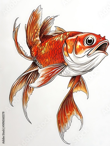鮮やかな金魚 躍動感あふれるイラスト