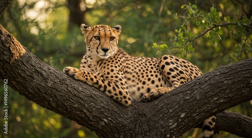 Photo of Cheetah Resting on Tree Branch in Africa