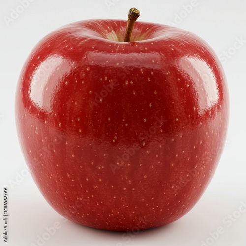 Photo of a Ripe Red Apple on a White Background