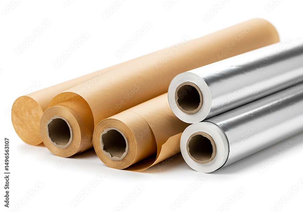 Fototapeta premium Rolls of Parchment and Aluminum Foil