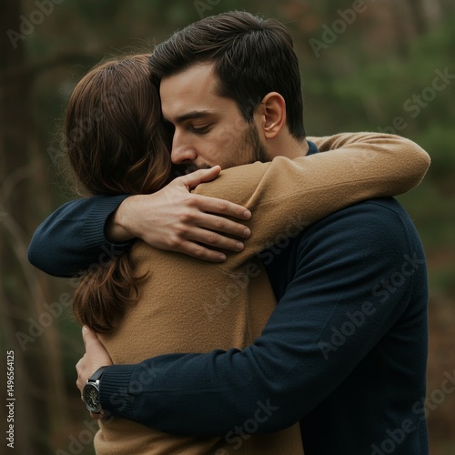 Photo of Couple Embracing in Autumn Forest