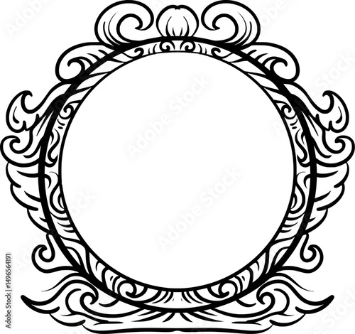 round glass illustration design with classic ornaments