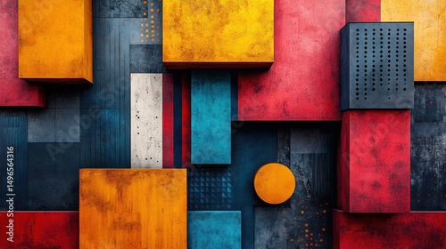 Abstract Geometric Composition with Vibrant Colors