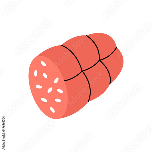 Chicken sausage. Butchery sausages menu. Vector illustration.