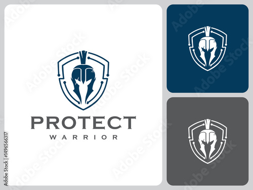 warrior protection logo vector design