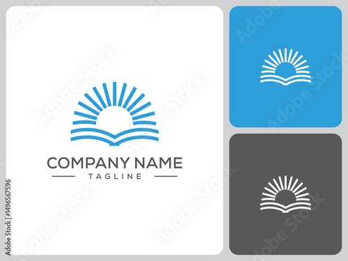 sun book logo vector design