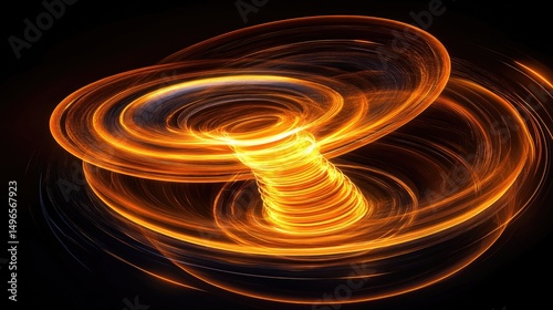 Fiery orange and black swirling vortex, resembling a cosmic funnel or energy stream