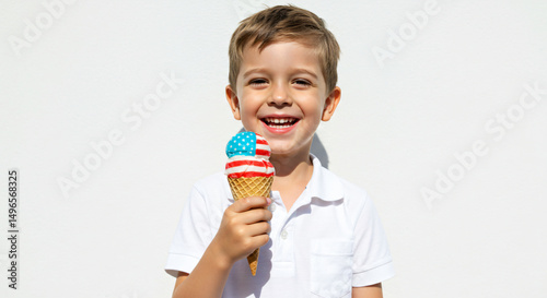 Happy Boy Holding Ice Cream Cone