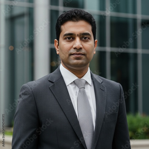 Photo of Confident Businessman in Suit and Tie